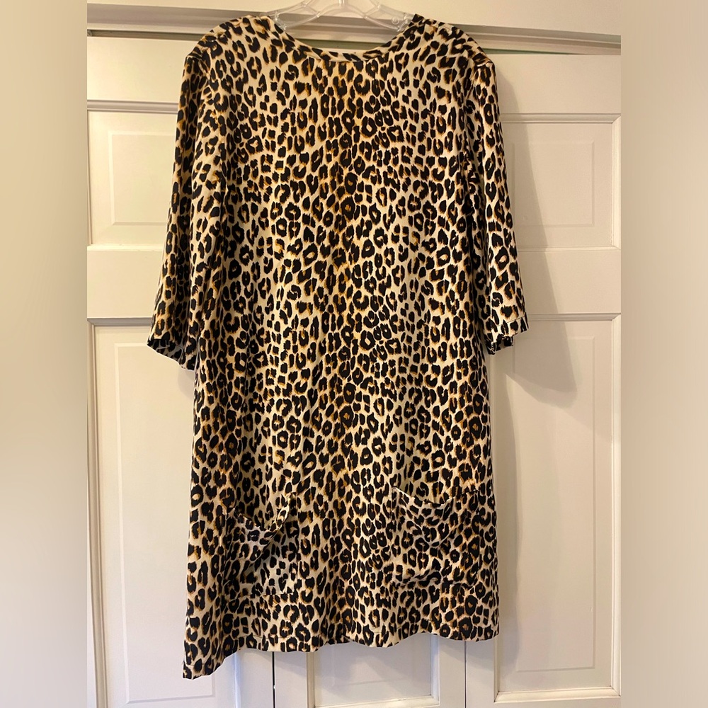 Leopard Print Equipment Silk Audrey Tunic Mini Dress Size XS